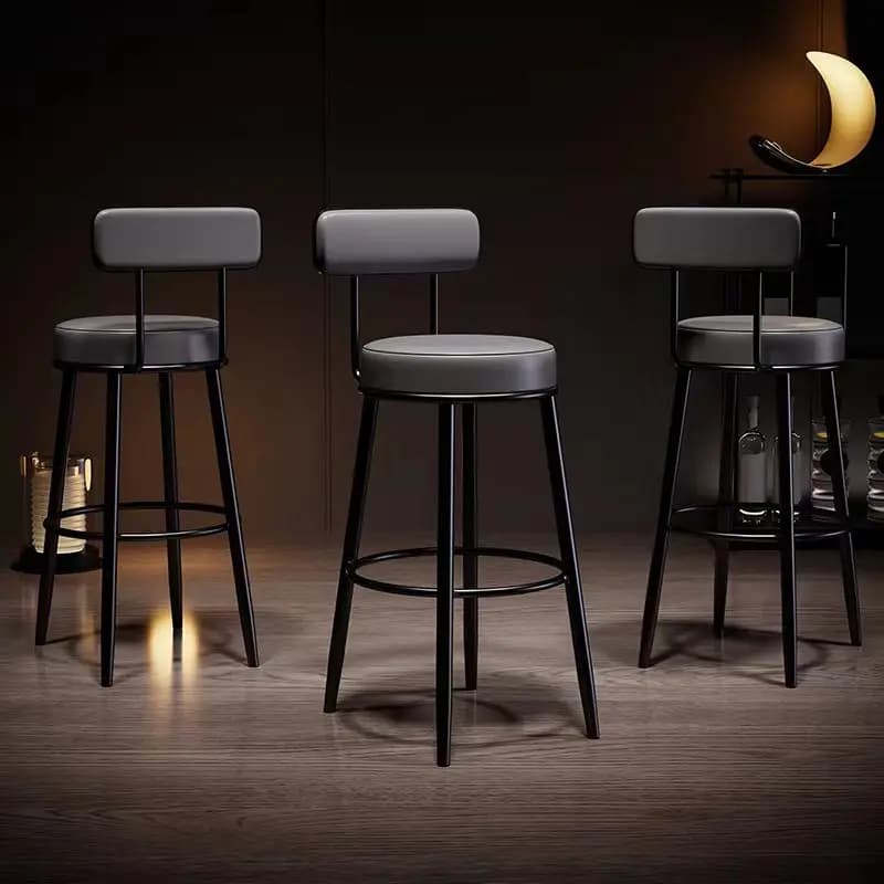 Sgabelli da Bar Alti in Pelle con Schienale, Sedie Ergonomiche per Camera da Letto, Ristorante, Gaming, Minimaliste, per Trucco, Banqueta, Arredamento di Tendenza