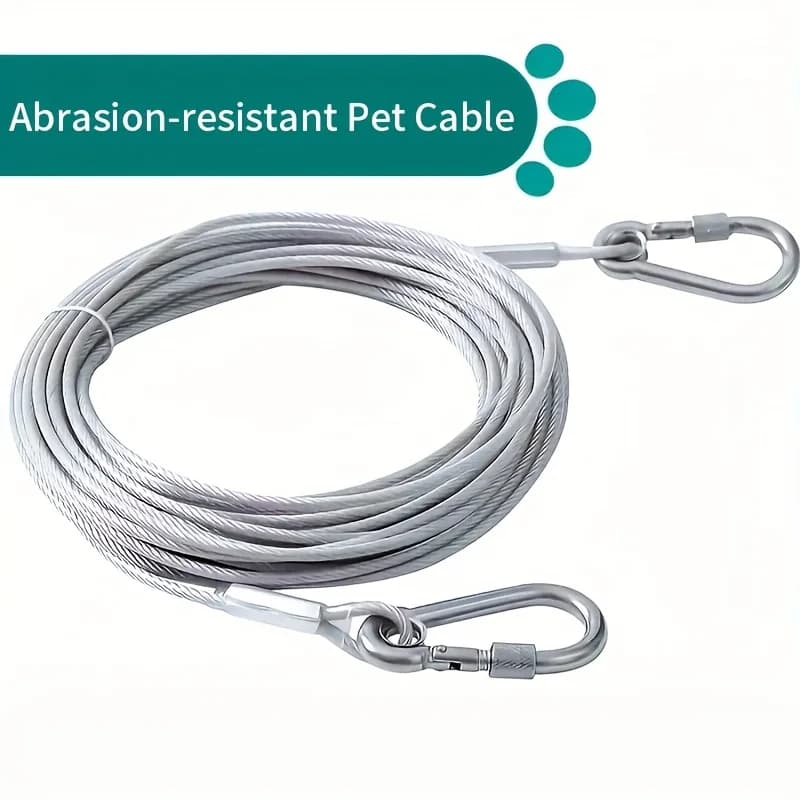 1pc 5/10meters Versatile Clothesline Stainless Steel Rope For Outdoor Camping Traction Ropes Thickened Dog Pet Leash With Hook