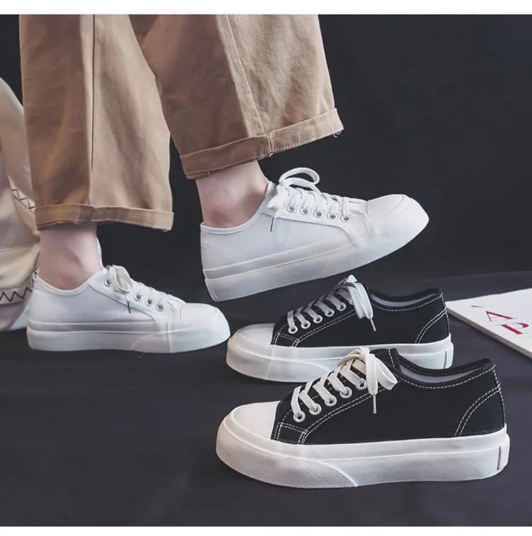 Sneakers versatile white milk, new style, breathable, light, cute, shoes with wide Japanese style, canvas shoes with thick sole