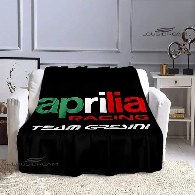 Coperta stampata con logo Aprilia Motorcycle, coperta calda alla moda, coperta morbida e confortevole, coperta da viaggio per la casa, regalo di compleanno