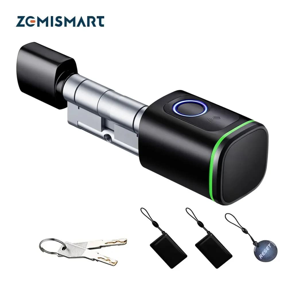 Zemismart BLE Cilindro fai-da-te Serratura elettronica intelligente Funziona con l'APP Tuya Tasti per impronte digitali Scheda IC Sblocca la sicurezza degli hotel domestici
