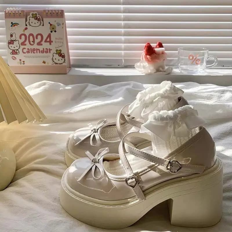 Women's Thick Heel Mary Janes Shoes Spring Autumn Seasonal Japanese JK Style Chunky Heel High Heel Skirt Matching Single Shoes