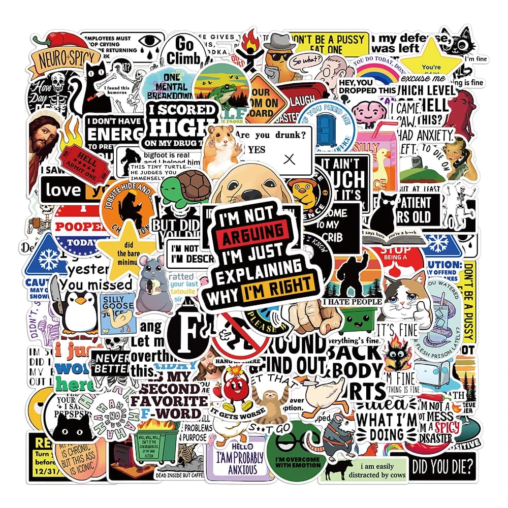 100 pezzi adesivi scherzo meme cartone animato scrapbooking caffè skateboard fai da te bagagli laptop graffiti decalcomanie per telefono impermeabili