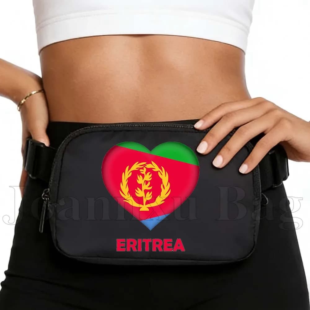 Waterproof Sports Waist Bag with Eritrea Flag, Running and Cycling Wallet, Portable Cellular Case, Gym and Jogging