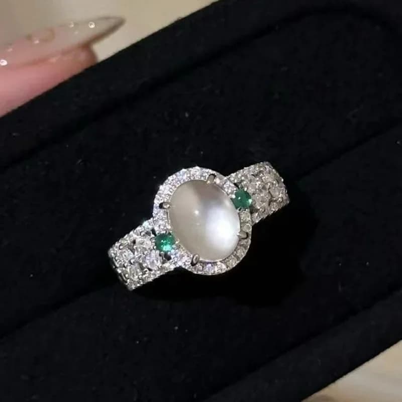 Retro silver 925 Natural ice chalcedony rings for women new in High quality matte light luxury exquisite ring wedding jewelry