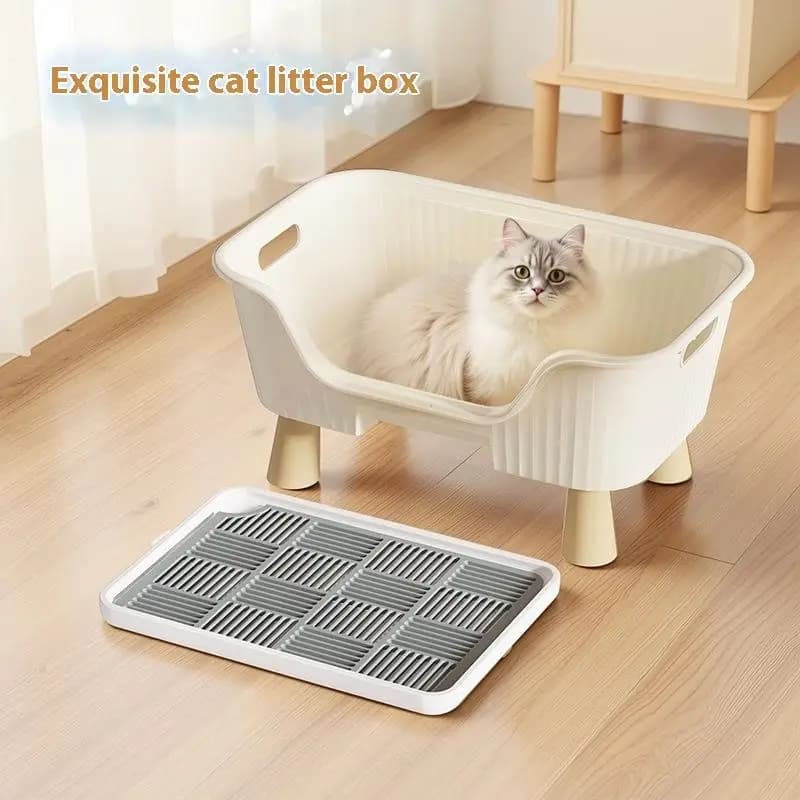 Soluzione per lettiera per gatti da 1 pezzo senza disordine | Scatola semichiusa su un lato alto per contattare la lettiera e semplificare la pulizia