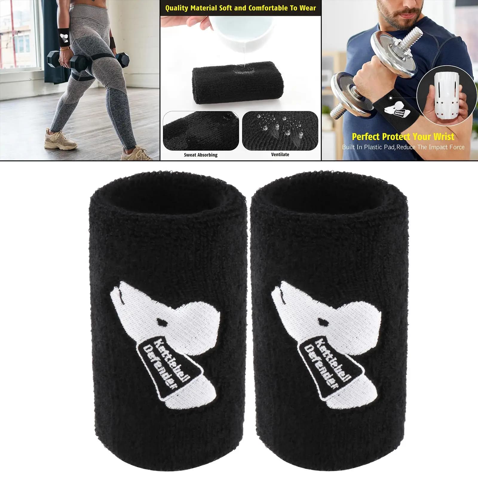 2x Kettlebell wrist guards, for forearm, for men and women, sport