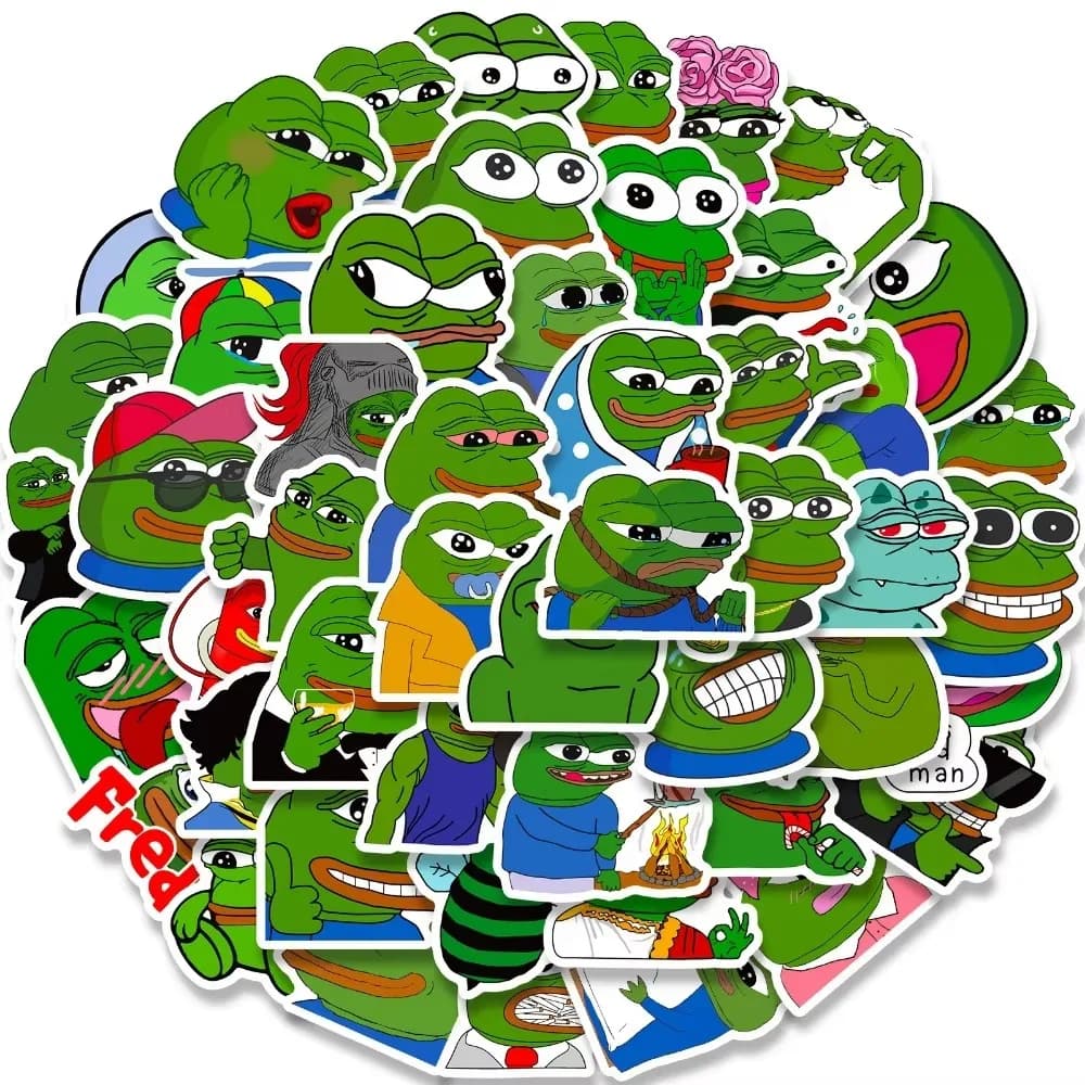 50 pcs sad frog PEPE Stickers graffiti funny for phone skateboard helmet auto gift bicycle notebook auto sticker DIY for kids