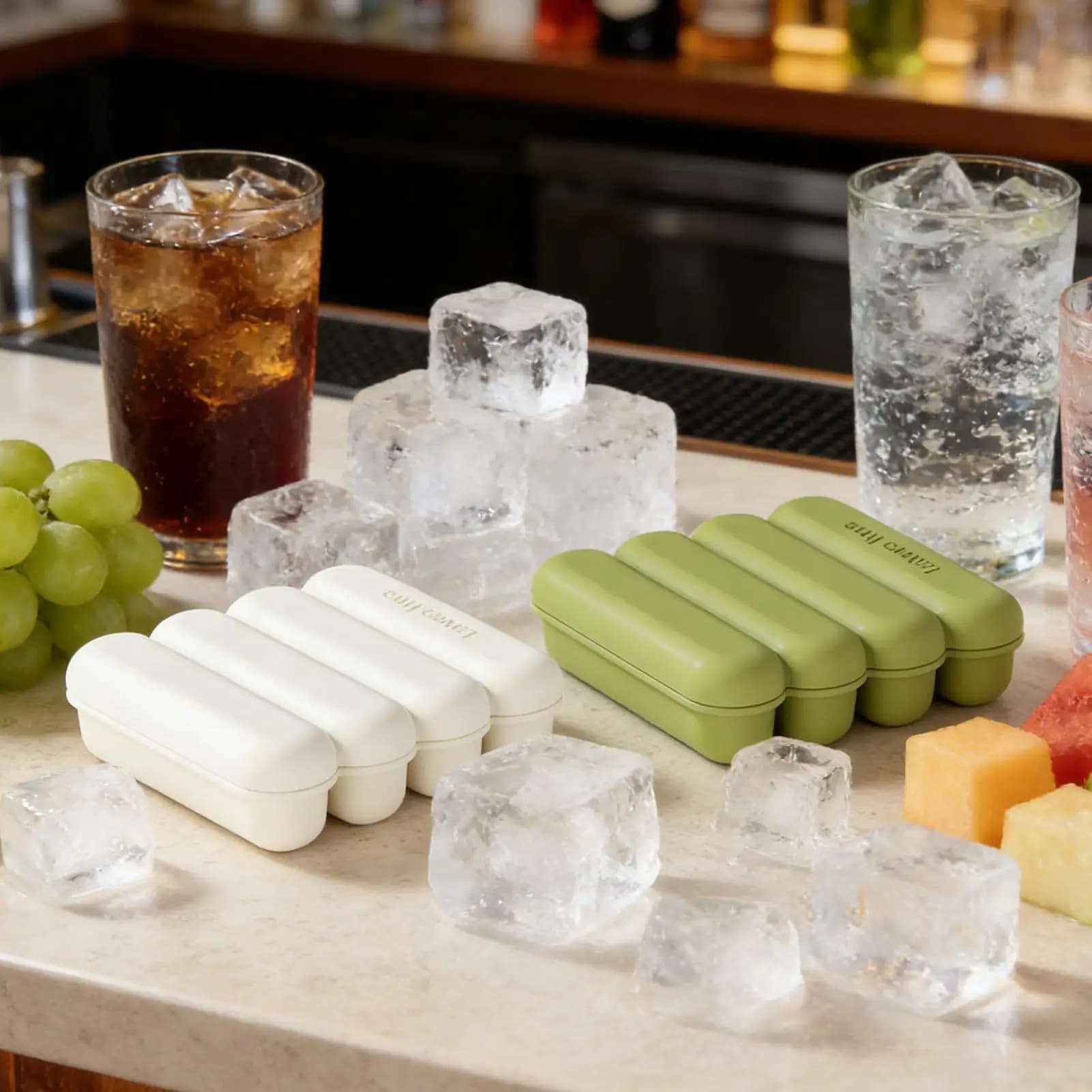 Stampo in silicone per cubetti di ghiaccio lunghi, stampo per bastoncini di ghiaccio, vassoi per congelatore per whisky, cocktail, succhi, acqua, gadget da cucina