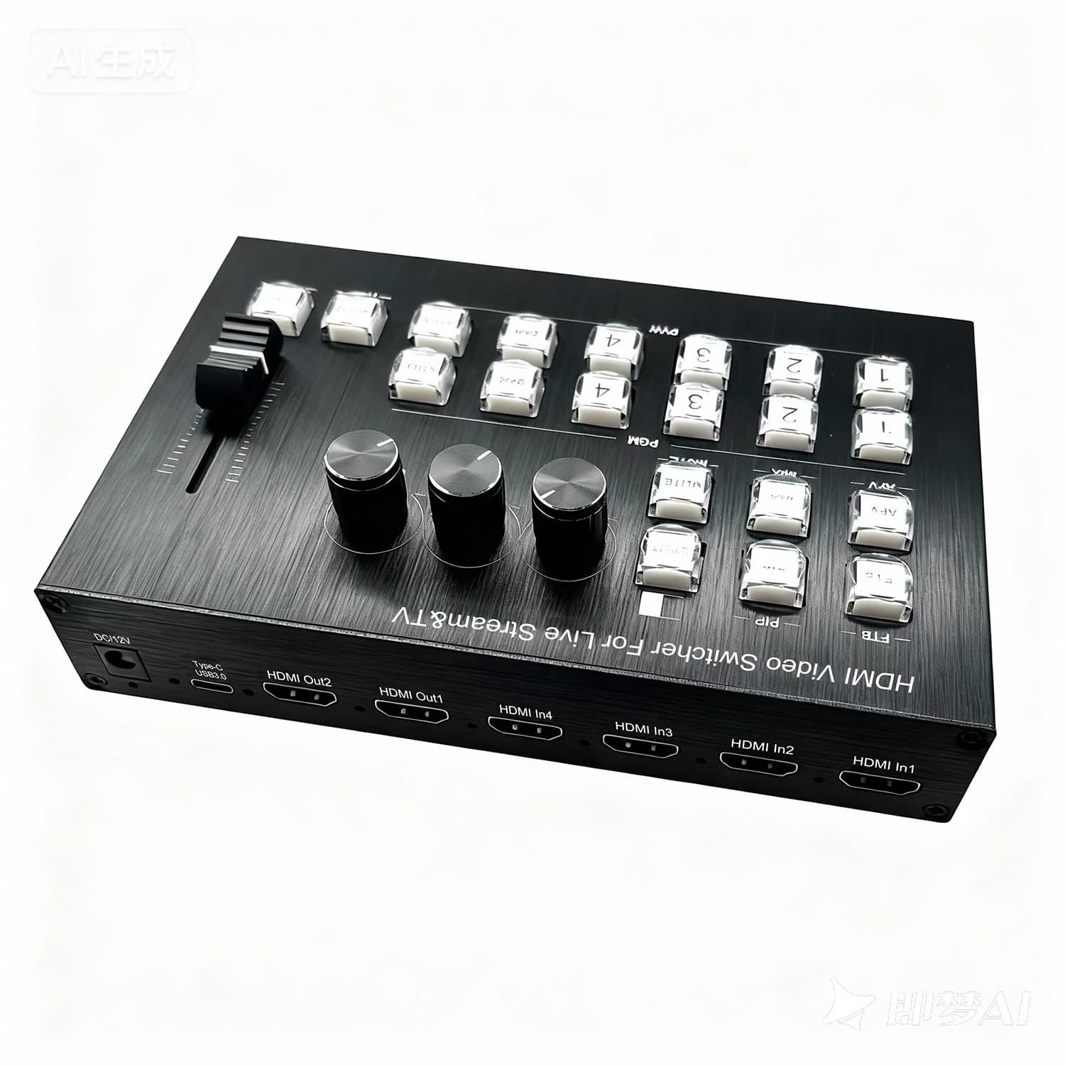 4K 4 Port HDMI Live Stream Switcher 4 in 2 Out Audio Mixer Real Time Multi Camera Live Streaming Support Line in Out Mic PIP OBS
