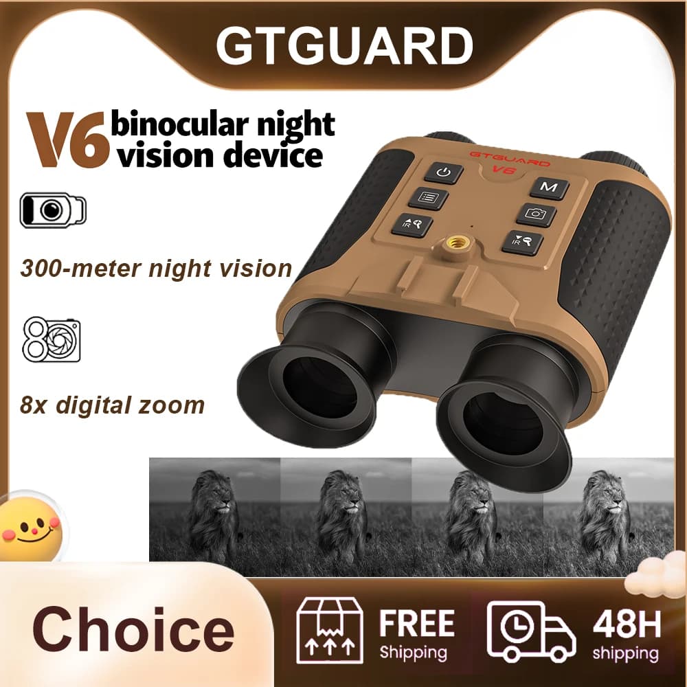 GTGUARD V6 Binoculars Night Vision 1080P FHD Video & Photo support 8X Digital Zoom 4K Photo Resolution for outdoor exploration