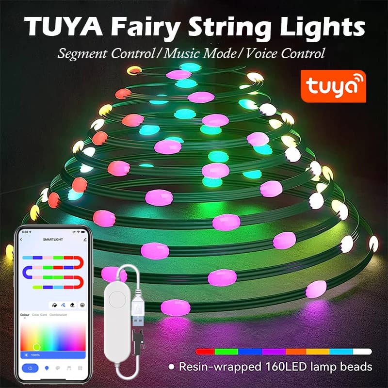 TUYA LED String 200 Led 20M Albero di Natale Fata String Party Light Filo di rame Luci della stringa per feste domestiche Vacanze di Natale