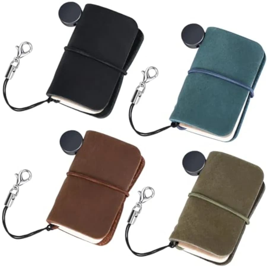 4 Pcs Mini Tiny Journal Notebook Small Pocket Notebook Vintage Portable Leather Cover with Book Insert for Daily Travel Diary W
