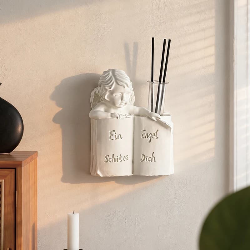 European Angel Book Wall Mount Reed Diffuser Holder Resin Aroma Bottle Decor for Living Room Bedroom Home Wall Art Ornament