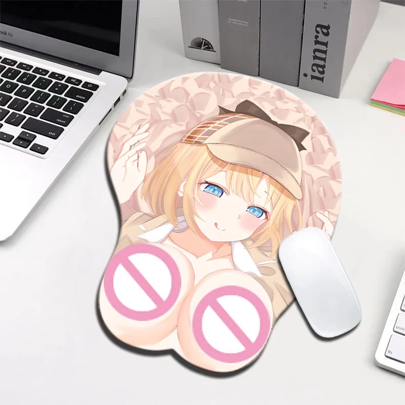 Duck Tongue Hat Girl Mouse Pad poggiapolsi Sexy Girl Large Chest Gaming Setup accessori tastiera Hentai Computer e Pc da ufficio