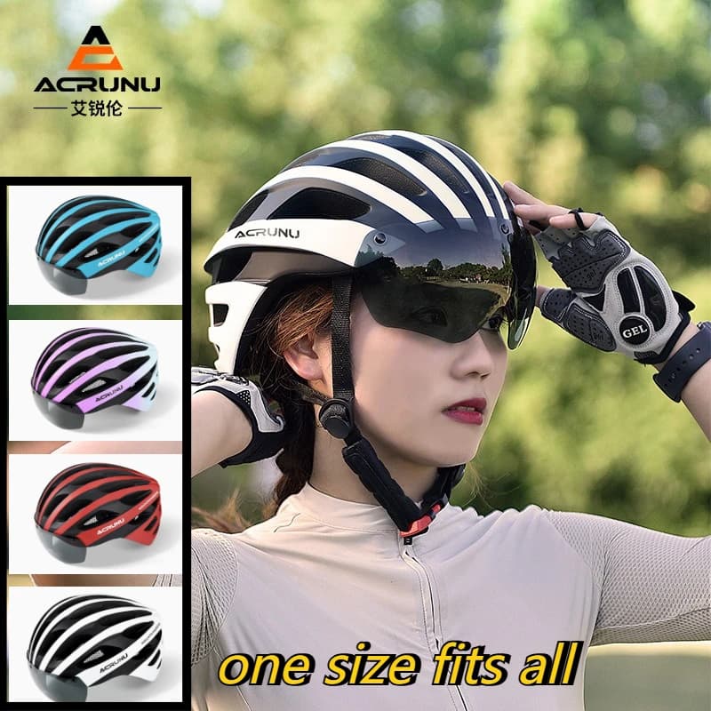 Casco da ciclismo aerodinamico con occhiali magnetici integrati e luce posteriore a LED per mountain bike, bici da strada ed e-bike