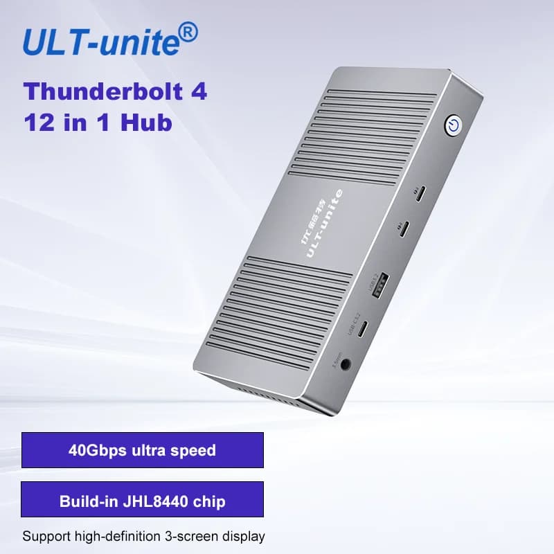 ULT-unite Hub Thunderbolt 4 12 in 1 con Doppia HDMI 2.0 4K 60Hz, DP 4K 144Hz, USB 3.0, SD, TF, RJ45, Docking Station Type-C Disponibile