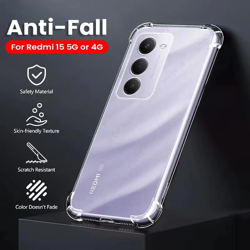 Redmy 15 Custodia Cover posteriore in silicone morbido cristallo trasparente per Redmi 15 Redmi15 5G 4G 2025 Global/Europa 6.9 "Airbags Coque antiurto