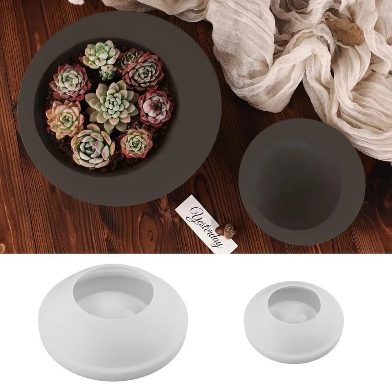 Stampo in silicone per resina epossidica a forma di vaso rotondo, per piante grasse, portacandele a guscio d'uovo, barattolo portaoggetti, stampo fai da te per fioriere in cemento/calcestruzzo