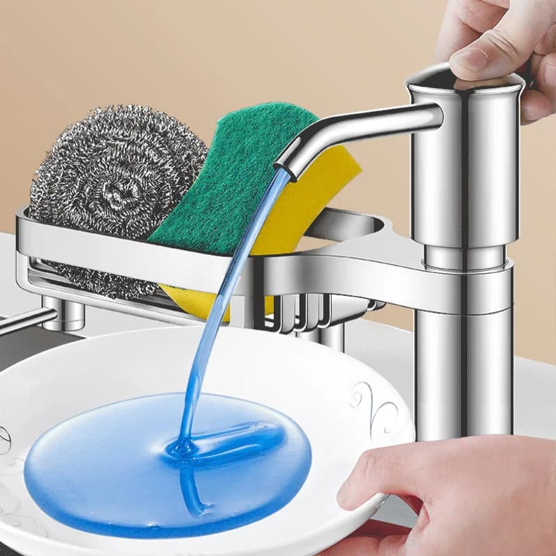 Dispenser di sapone per lavello da cucina Dispenser di sapone per lavello con gancio per vassoio Tubo di prolunga Detersivo da appoggio Sapone liquido per piatti Dispe