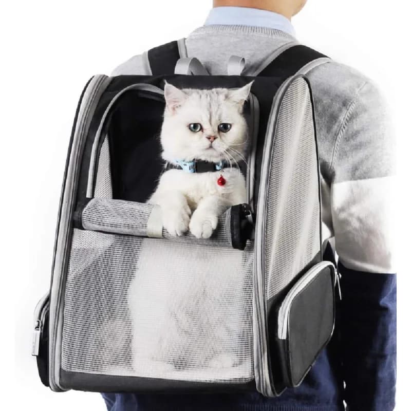 Zaino Universale Nero Innovativo per Trasporto Animali Domestici, Comodo e Traspirante per Gatti e Cani in Viaggio