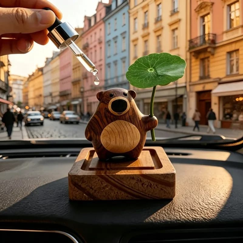 1Pcs Cute Bear Aroma Diffuser Wood Creative Essential Oil Fragrance Ornament Car Home Bedroom Tea Table Decor Niche Aromatherapy