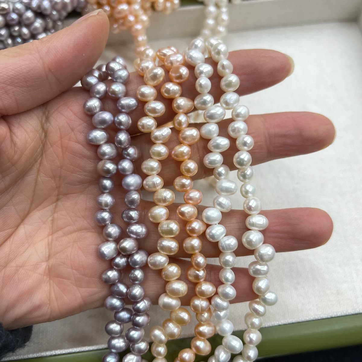 Perle semilavorate di perle d'acqua dolce naturali a forma di riso con foro orizzontale da 5-6 mm per la creazione di gioielli Accessorio per bracciale collana fai da te