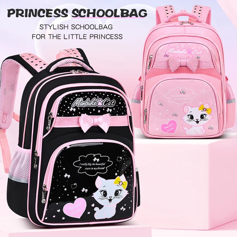 Borsa a tracolla per bambini studenti delle scuole elementari zainetto per ragazze uno, due, tre, quattro, cinque, sei gradi 6-12 anni gattino