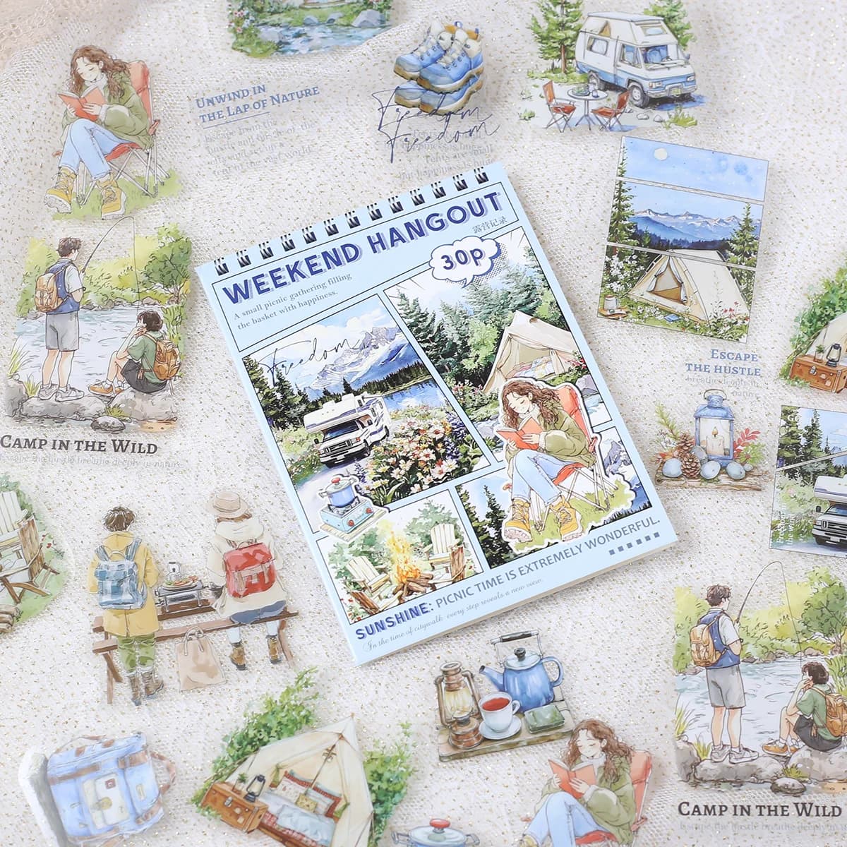 30PCS PET Decoractive Material Sticker Pre-Cut Journaling Sticker Scrapbook Kit Junk Journal Supplies Aesthetic Crafts Stickers