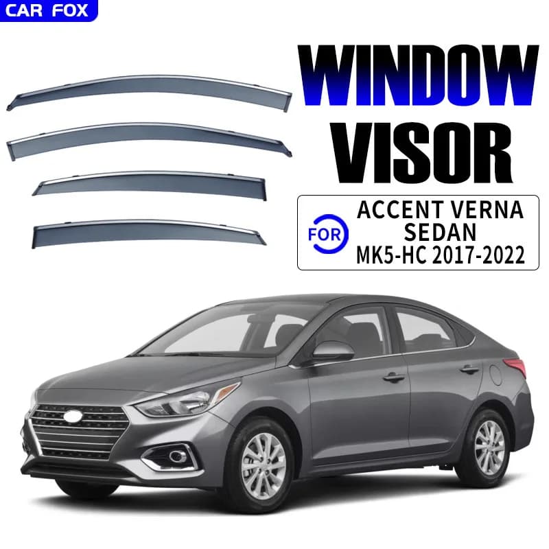 Per HYUNDAI Accent Verna Brio: Deflettori per Finestrini Auto, Tendine Parasole Antipioggia per Finestrini Laterali, Accessori per Styling Auto