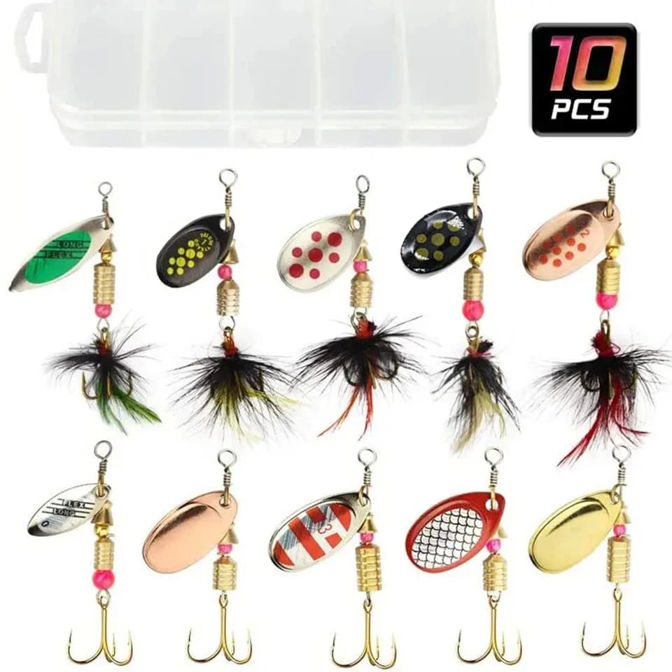 Set of Artificial Metal baits Type Spoon Spinner, 2-8g, 3.5g, 10 Pieces/Lotto, Wobbler baits for Peach, Fishing Equipment Set
