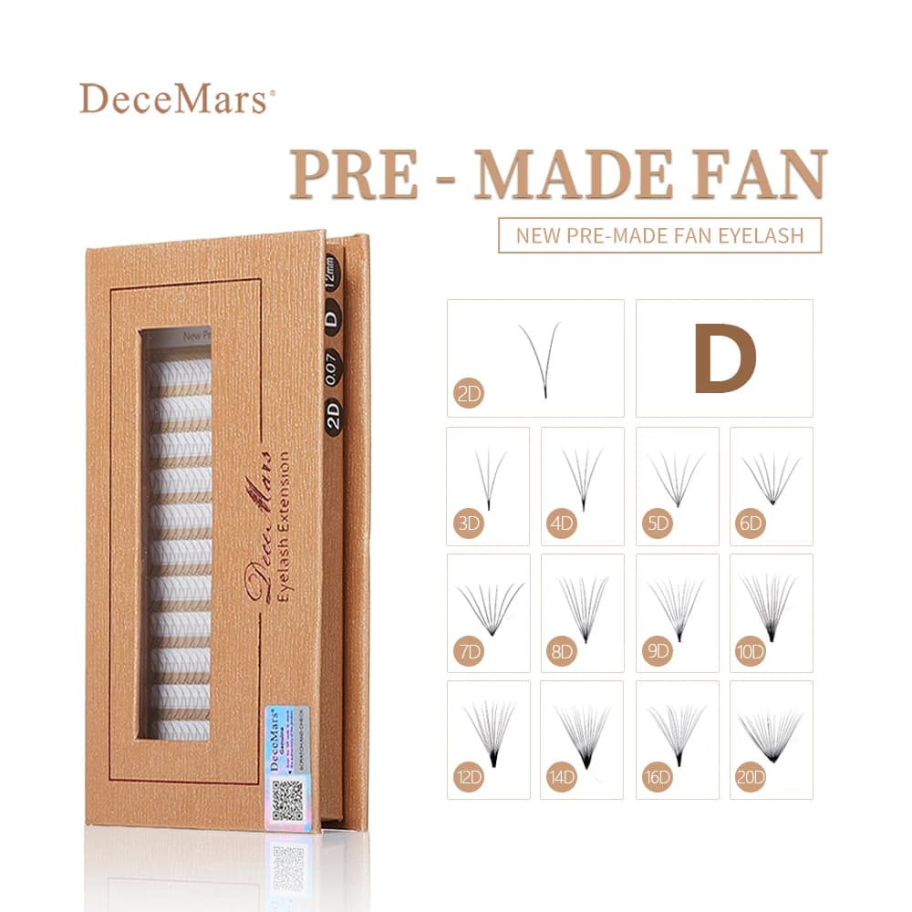 DeceMars Nuovo prefabbricato Fan Eyelash D Curl (12 linee/vassoio)