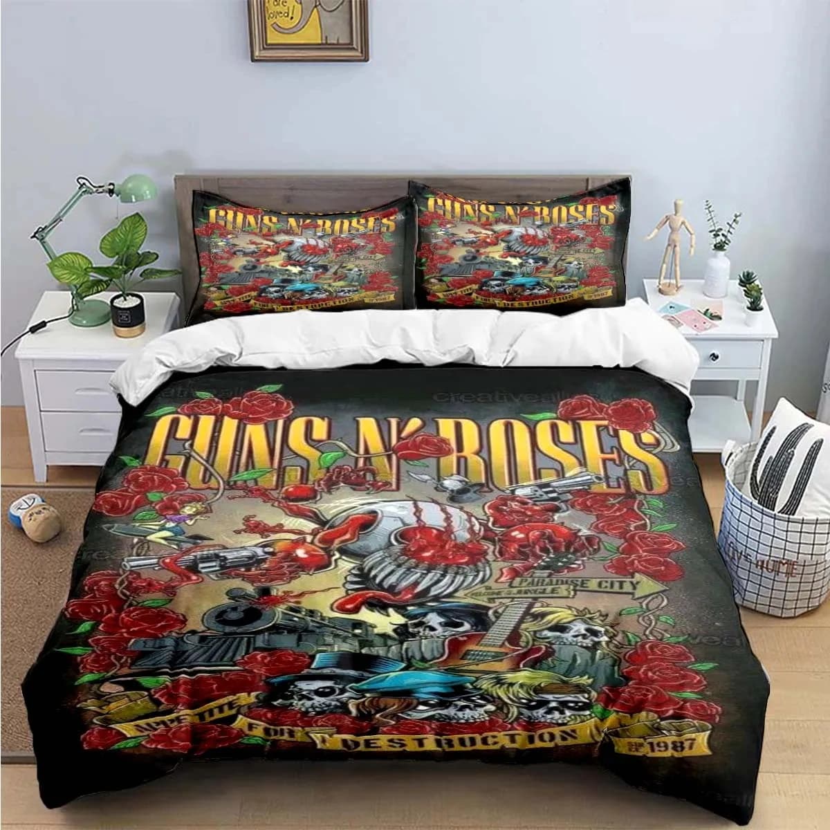 Stampa 3D Guns N Roses GNR Band Set biancheria da letto retrò Ragazzi Ragazze Twin Queen King Size Copripiumino Federa Letto Ragazzi Adulti