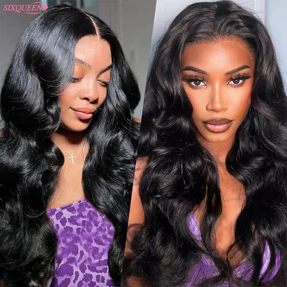 Wigs with part to V Body Wave Human Hair Collarless Wigs Brazilian Update for Women Full Head Clips 250% No loss of human wigs