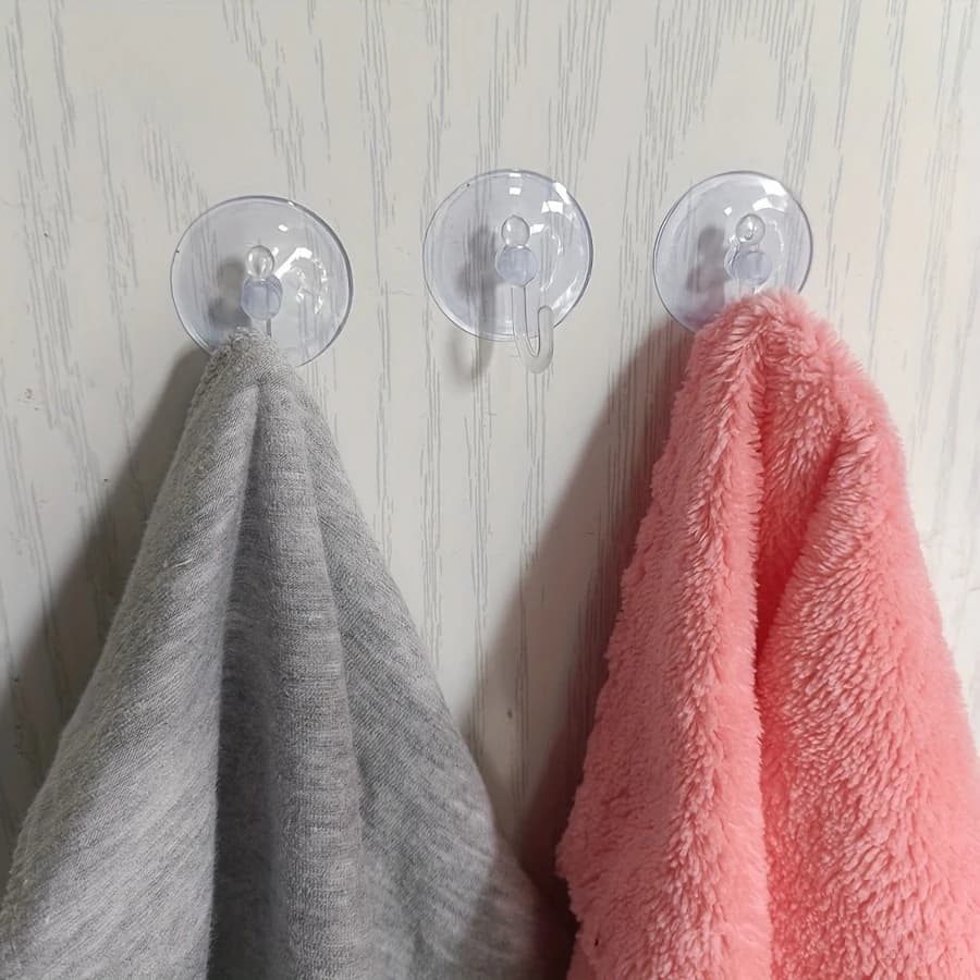 Transparent Suction Cup Hooks for Bathroom Storage Strong Hold Tiles Glass Minimalist Wall Hanging Towels Robes Bathroom Hooks