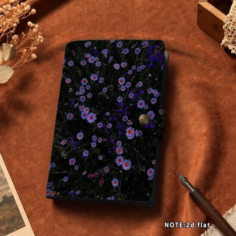 Night Wild Daisy Floral A6 Pocket Notebook Soft Leather Cover Buckle Journal Portable Daily Memo Planner Nice Holiday Birthday G