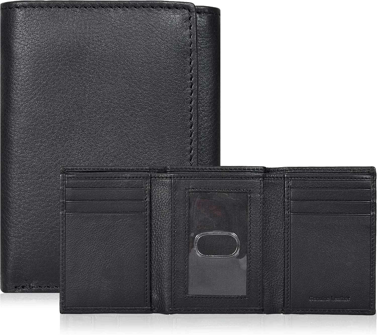 Portafoglio da uomo sottile in pelle con protezione RFID, 1 scomparto per documenti e 6 slot per carte, design minimalista da tasca frontale