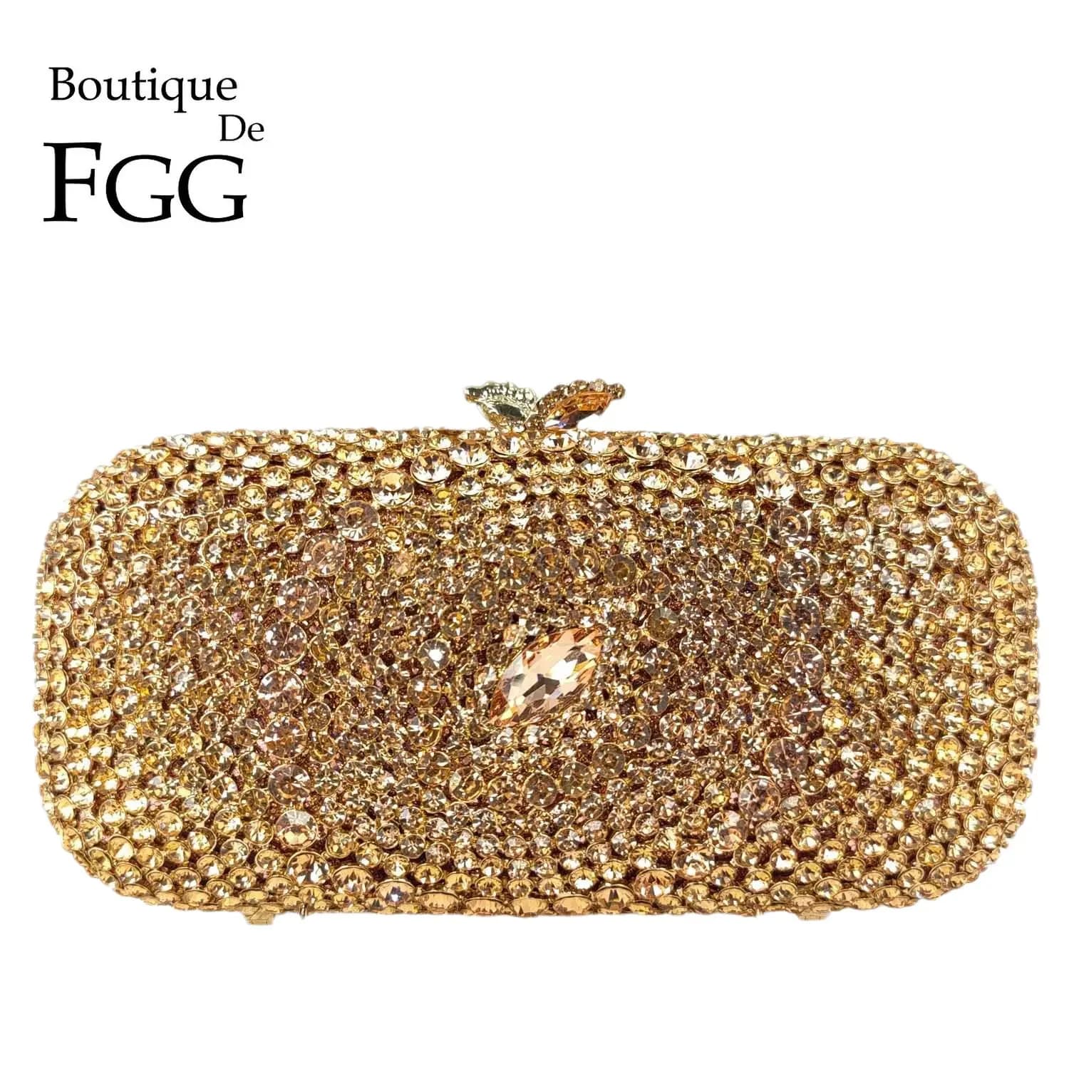 Boutique De FGG Luxury Rhinestone Clutch Bags for Women, Fancy Crystal Clutch Purses for Evening Party, Bridal Wedding Handbags