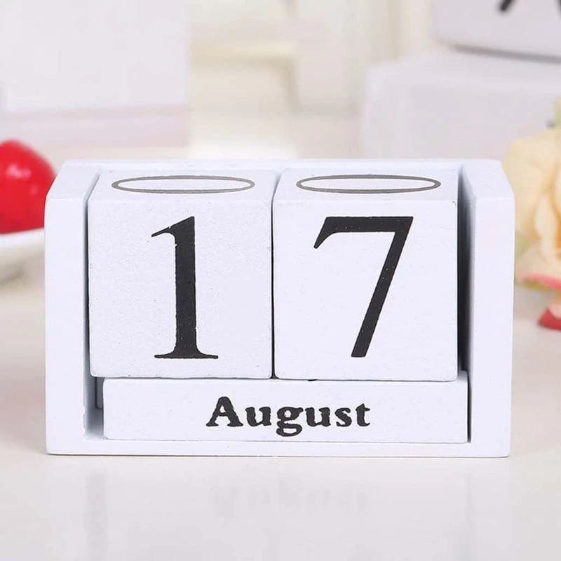 Calendario perpetuo in legno vintage Blocchi eterni Visualizzazione della data del mese Acce