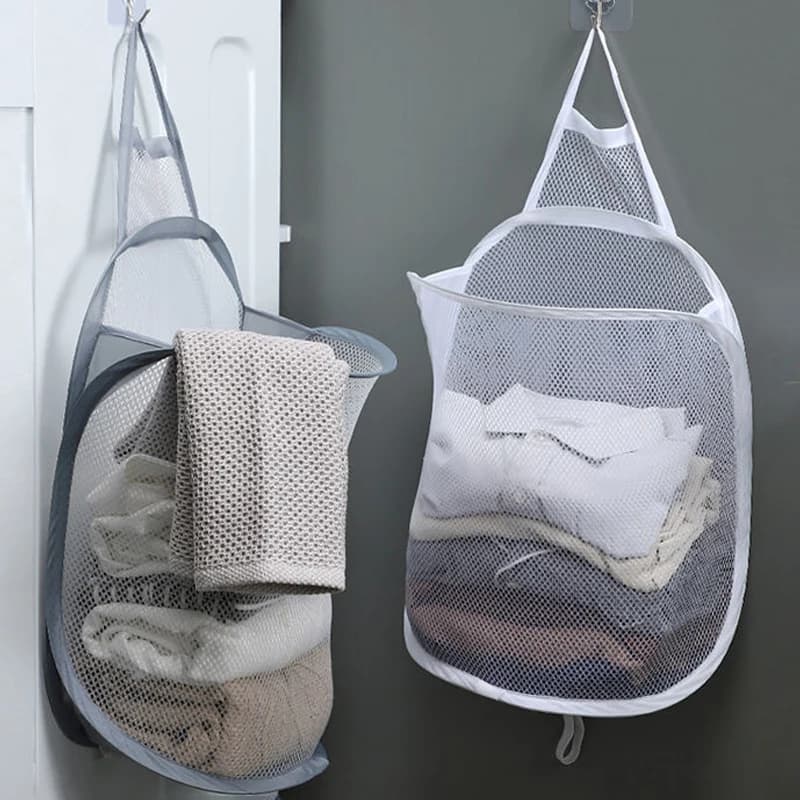 Large hanging white paper basket folding bag Organizer for dirty clothes Meshcloth Multi-pocket clothing Toy Storage Home