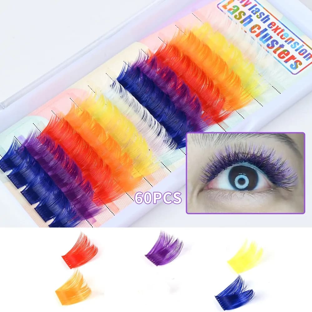 60 pz Colore Della Miscela Wispy Spikes Manga Ciglia Arricciatura Morbida Individuale Ciglia Finte Delicato sulla Pelle Make Up FAI DA TE Cluster Ciglia Del Partito