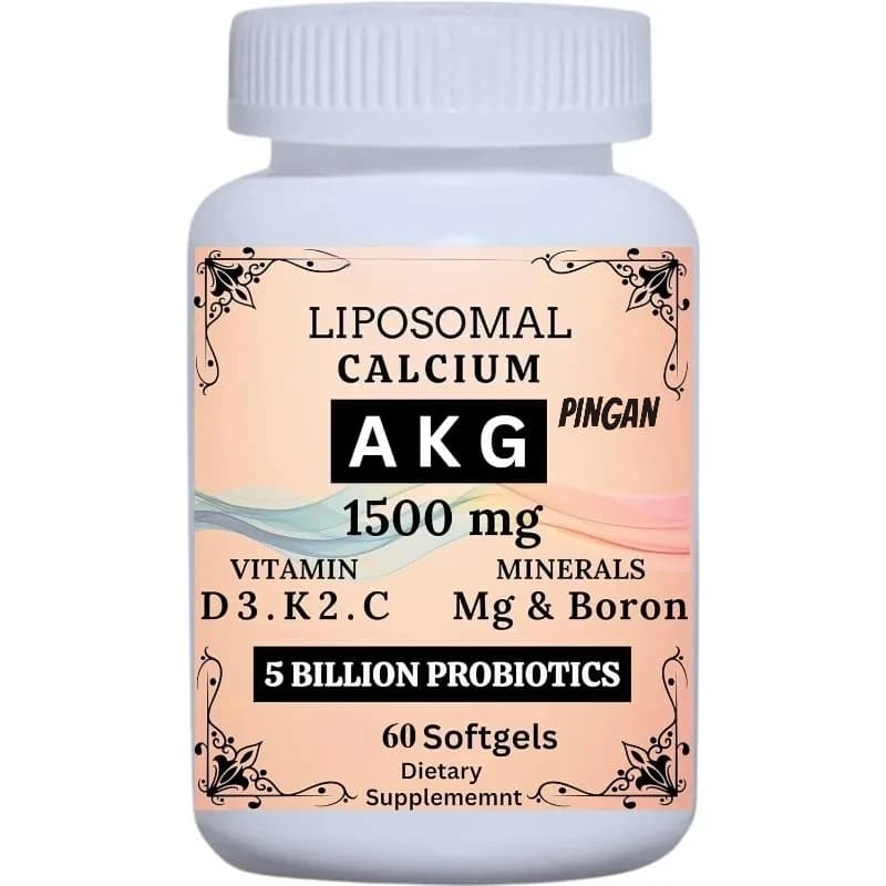 Calcio liposomale AKG 1500mg, vitamina C, D3, K2, calcio, magnesio e integratori probiotici -60 capsule molli