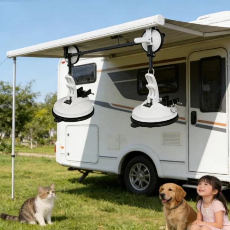 2 Pezzi Ganci di Fissaggio a Ventosa per Tenda da Tetto Auto, Gancio Laterale per Auto, Camper, Furgone, Tenda da Sole, Barca, Campeggio