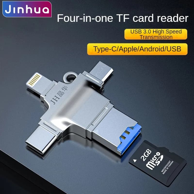 High Speed 4-in-1 USB 3.0 Card Reader for iPhone Android Laptop - TF Memory Card Adapter