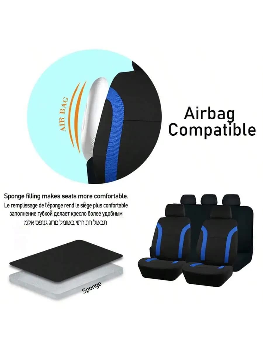 9pcs Universal Mesh Car Seat Covers Set With Airbag, Suitable For Van, Truck, Sedan, SUV Seat Cushions, Auto Accessories, New