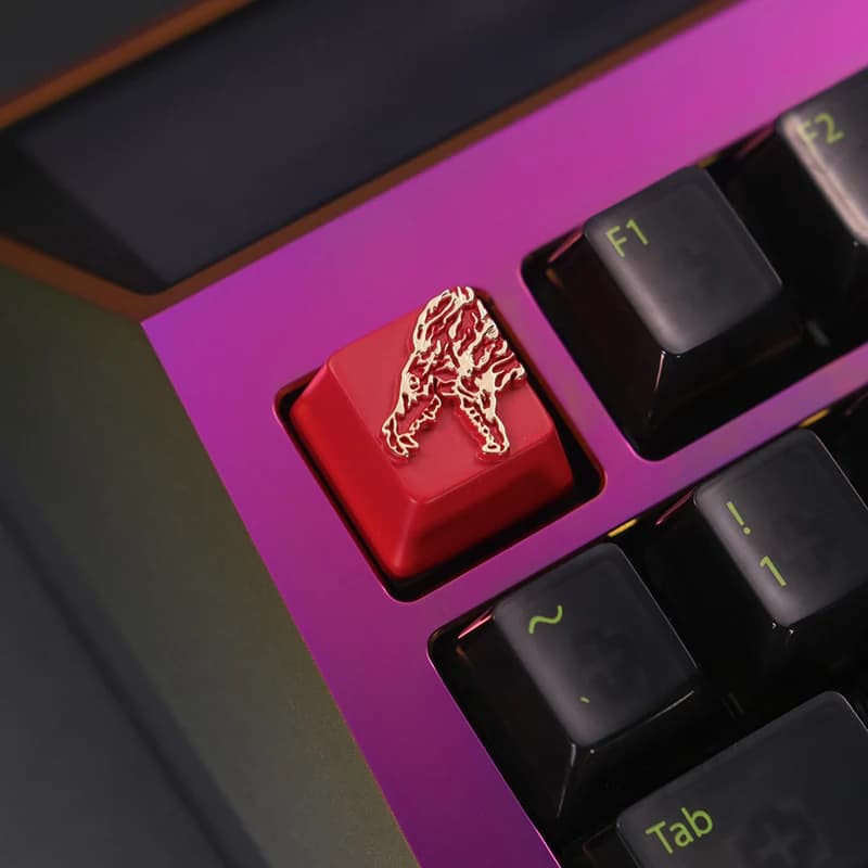 Keystone Artisan Keycap CS GO Growl Tastiera meccanica rossa Interruttore MX Zinco Lega di alluminio Metallo AULA F75 AKKO FUN60 PRO Ajazz PC
