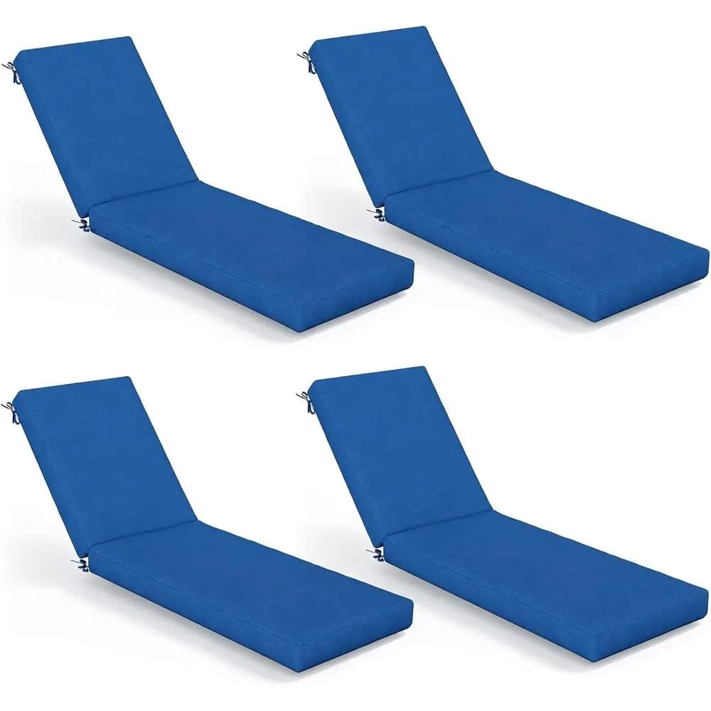 4-Piece Water-Resistant Patio Chair Cushion Set with Removable Cover and Ties, Ideal for Poolside or Garden, 72x21x3.5 Inch