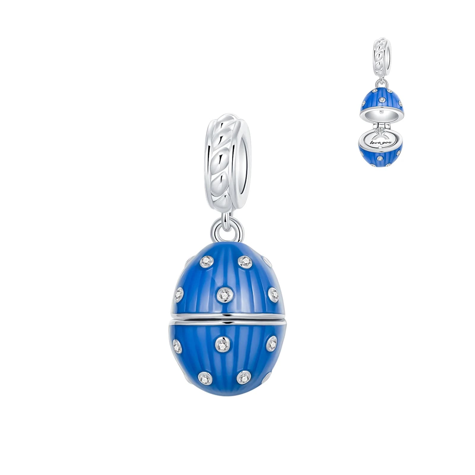 Ciondoli per fedi nuziali regolabili in argento sterling 925 con uova, adatti per braccialetti originali, creazione di gioielli fai da te