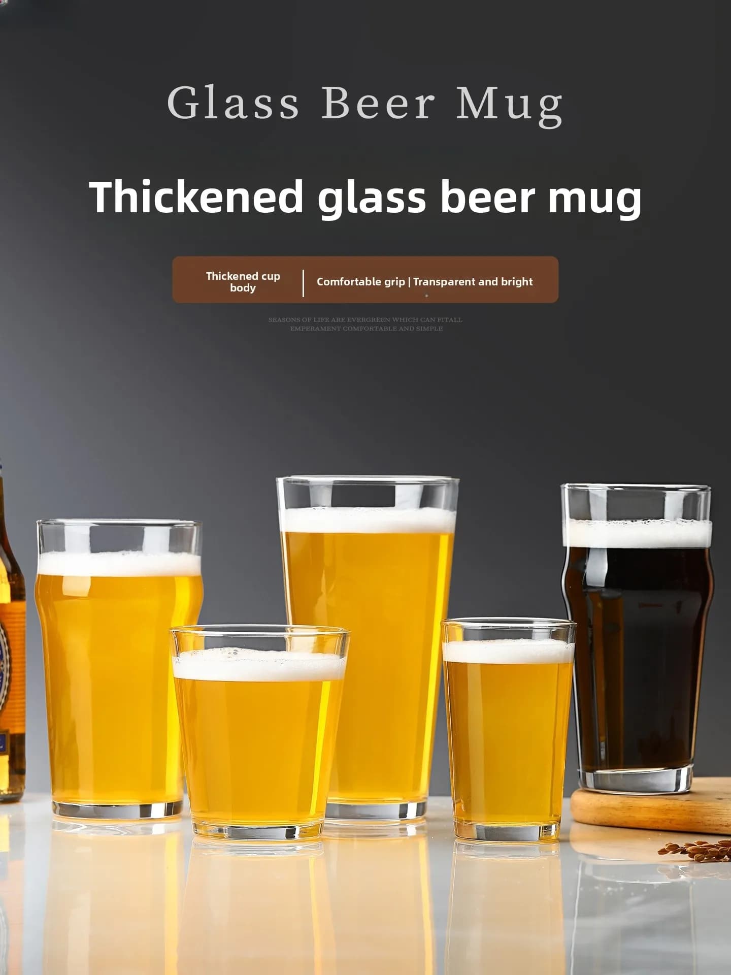 Bicchiere da Birra Americano in Vetro, Tazza per Succo e Bevande, Boccale di Precisione per Birrificio, Disponibile in Varie Dimensioni