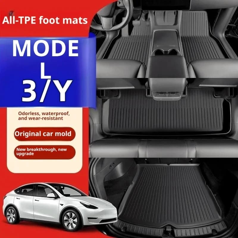 Suitable for the 2026 Tesla Model 3 Yl, Tpe Car Floor Mats + Trunk Mat, Waterproof and Non-Slip All-Weather Car Floor Mats, Car